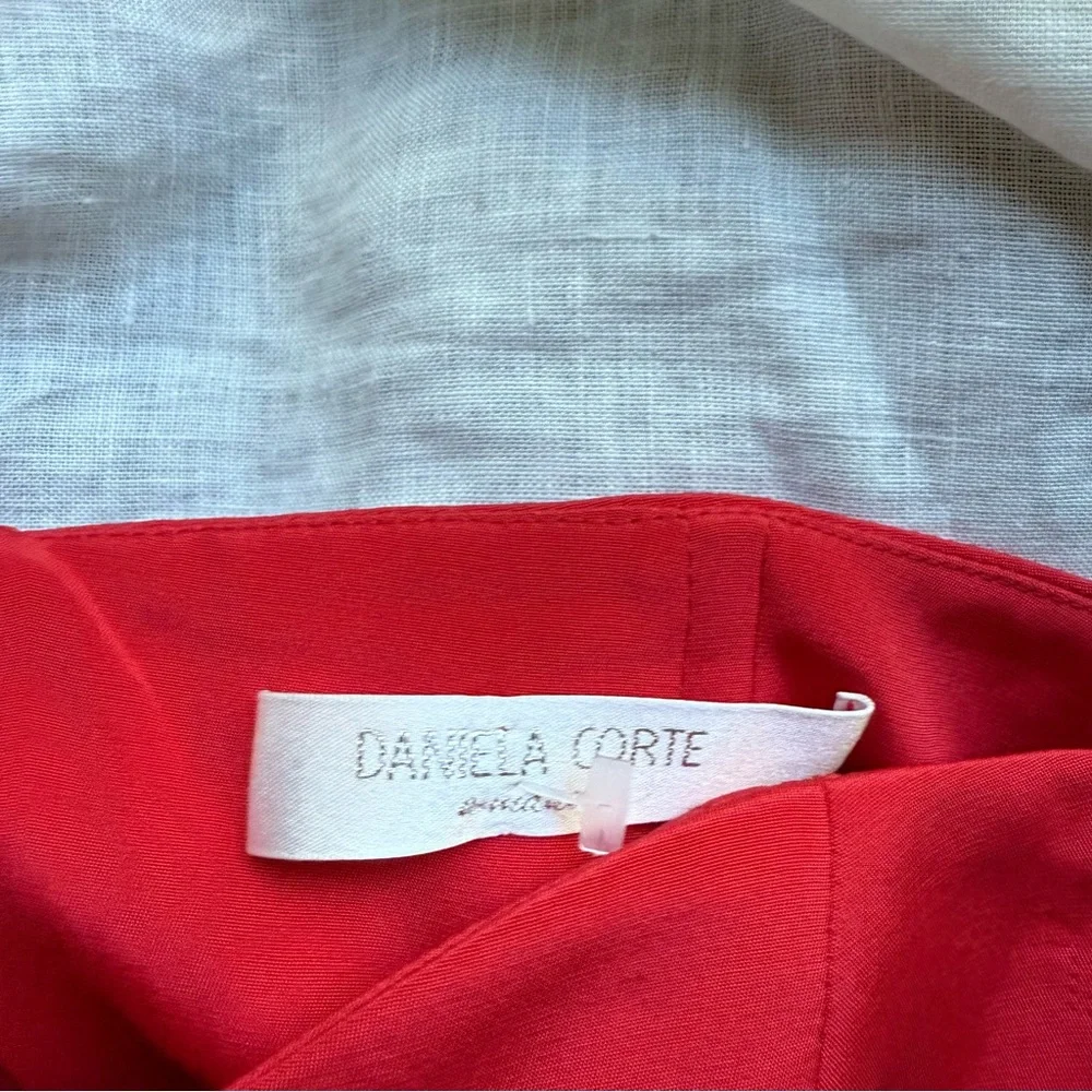 DANIELA CORTE red silk‎ formal event evening strapless maxi gown dress
